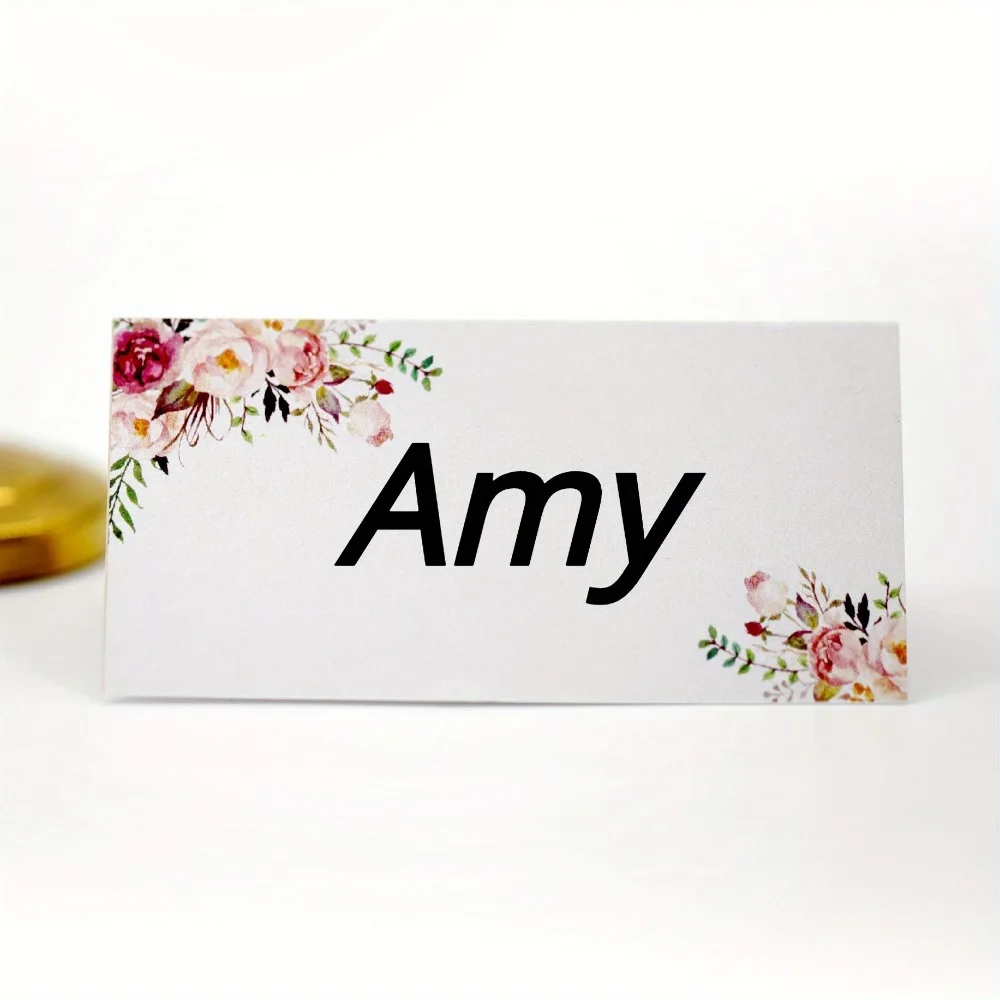 20/50/100pcs printed flowers name place cards wedding seating number card table decor Christmas birthday party greeting card