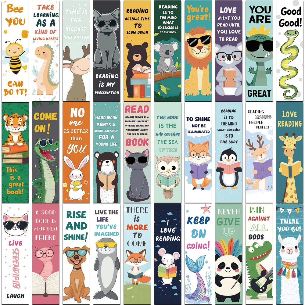 Creative Animal Reading Cute Cartoon Bookmark 30PCS Interior Wall Decoration DIY Background Cardboard Message animal bookmark bookmarks stationery supplies