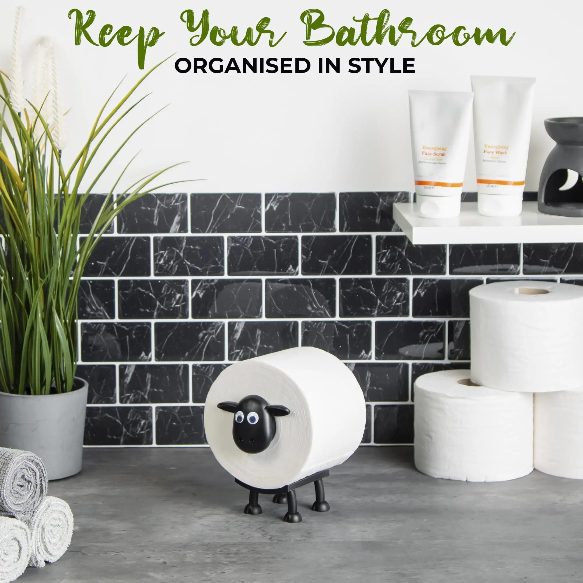 1/2pcs Black Sheep Toilet Paper Holder, Fun Toilet Paper Holder, Independent Bathroom Set, 3D Printed Black Sheep Toilet Paper 6