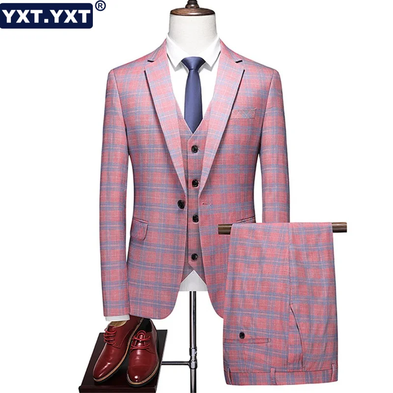 

Elegant Male Suit 2023 New in Men's Business Banquet Jacket Pants Vest 3 Pieces Sets Formal Party Business Wedding Male Suits