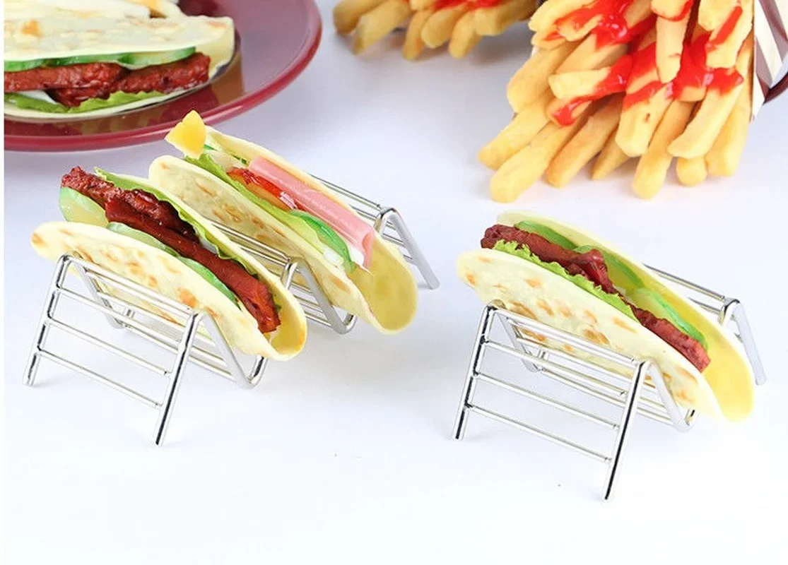 Taco Holder 1-4 Slots Mexican Pizza Roll Shelf Burrito Potato Shells Stainless Steel Creative Tableware Pancake Stand Taco holder