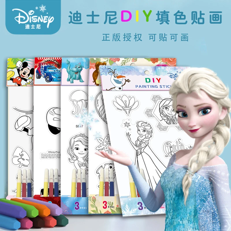Disney 3 6 year old cartoon color stickers frozen princess kids drawing  book kindergarten drawing coloring toy|Drawing Toys| - AliExpress