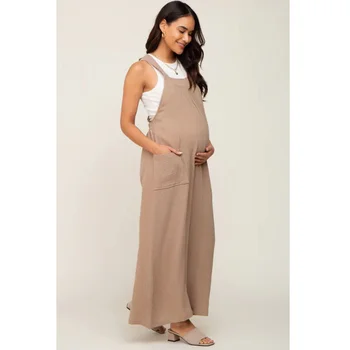 Loose Maternity Bib Pant Suspender Trouser Casual Women High Waist Wide-Leg One-Piece Romper Overalls Strap Jumpsuit Streetwear