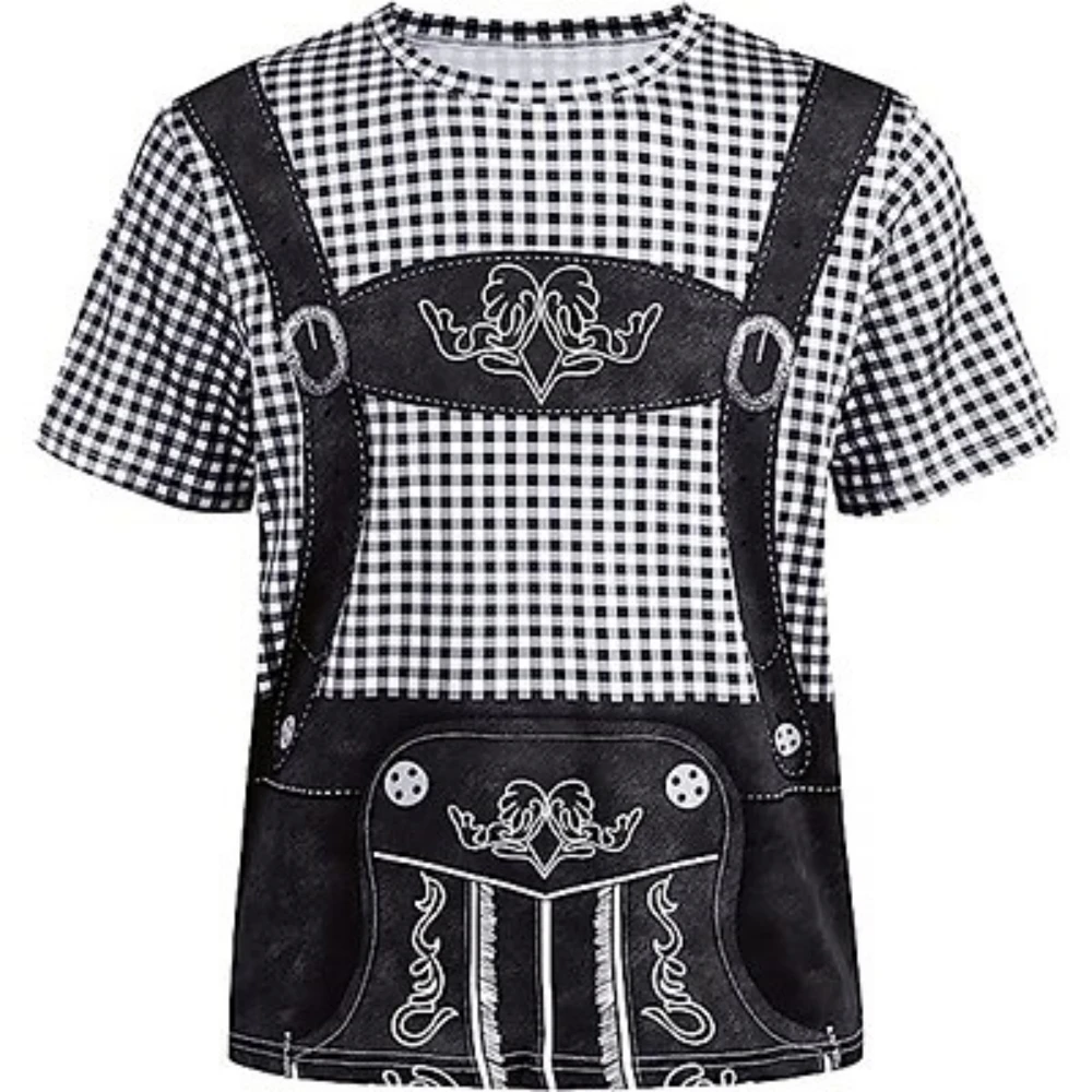 Men's German Bavarian Oktoberfest Lederhosen Shirt – Traditional Check Trachten Style 5 thumbnail image