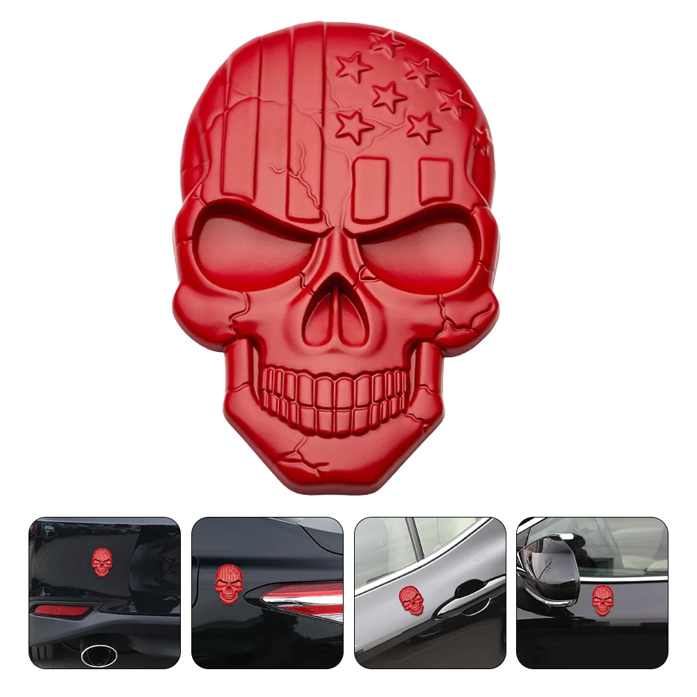 

1 Pc Zinc Alloy Car Stickers Stars Stripes Vehicle 3D Skull Design Stickers
