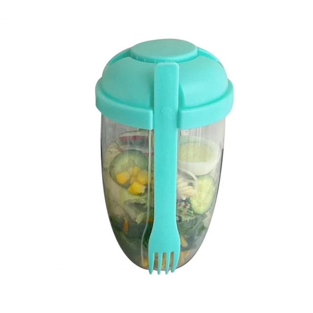 Tuelaly 1000ml Salad Cup with Fork Large Capacity Portable Low-fat