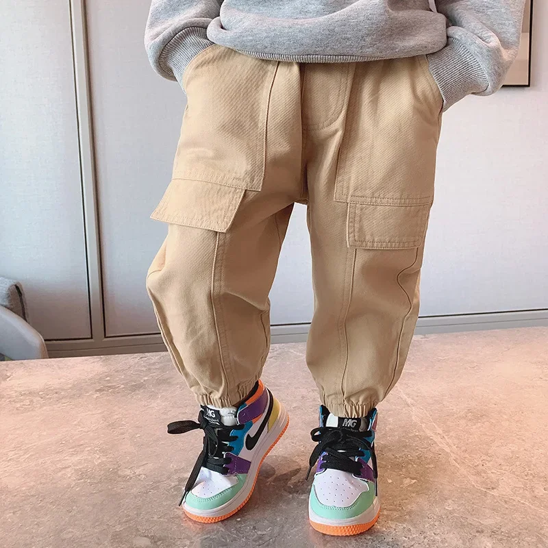

Baby Boys Pants 2024 Spring Autumn Casual Trousers Solid Color Overalls Children's Solid Color Clothing Korean Style