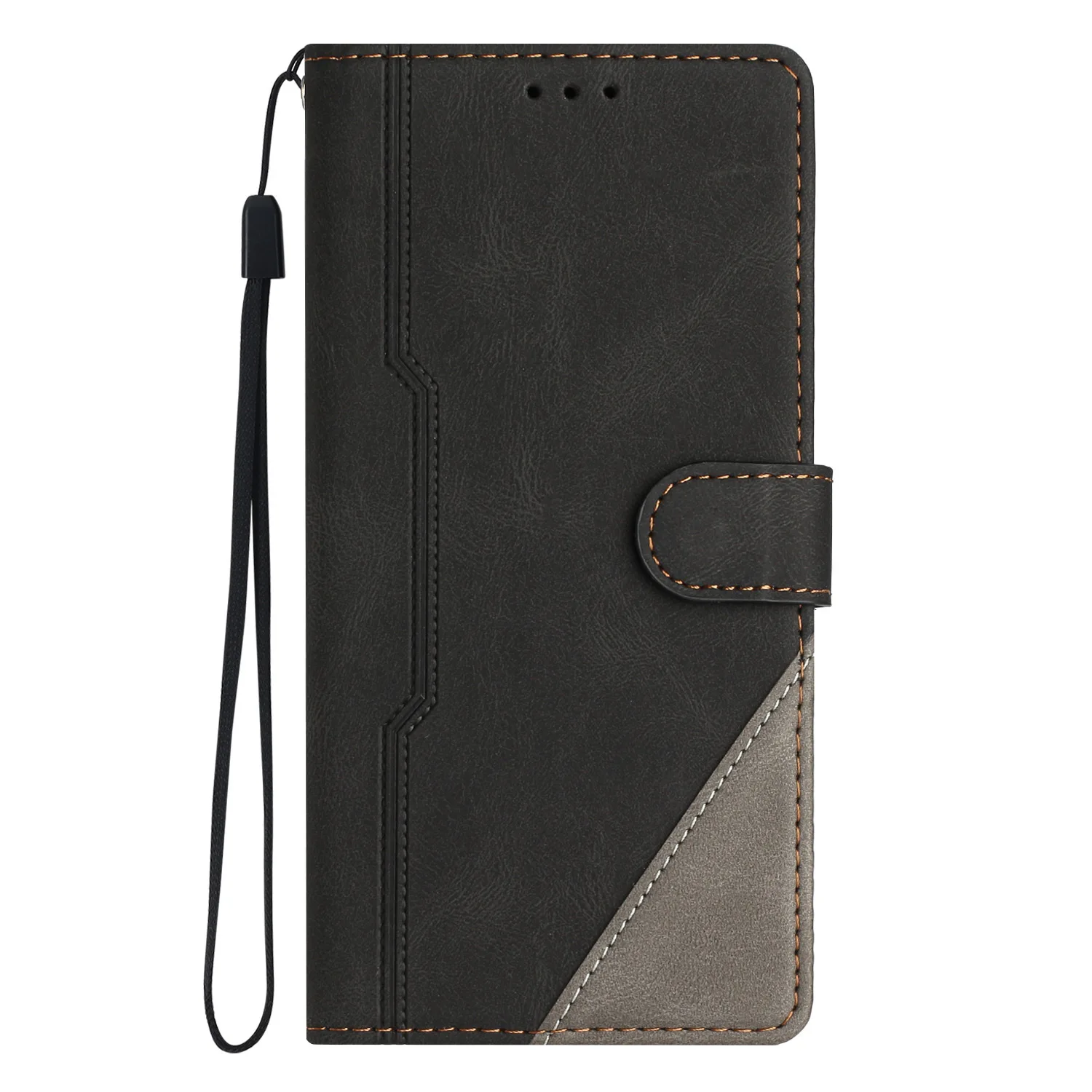 Dual-Tone Leather Flip Wallet Case with Wireless Charging and Card Slots
