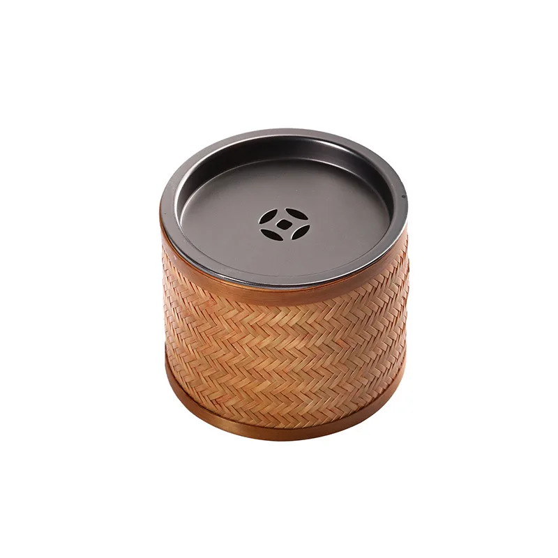 Handmade Bamboo Woven Water Storage Pot KungFu Tea Plate Chinese Style Household Dry Brewing Table Circular Tea Sea