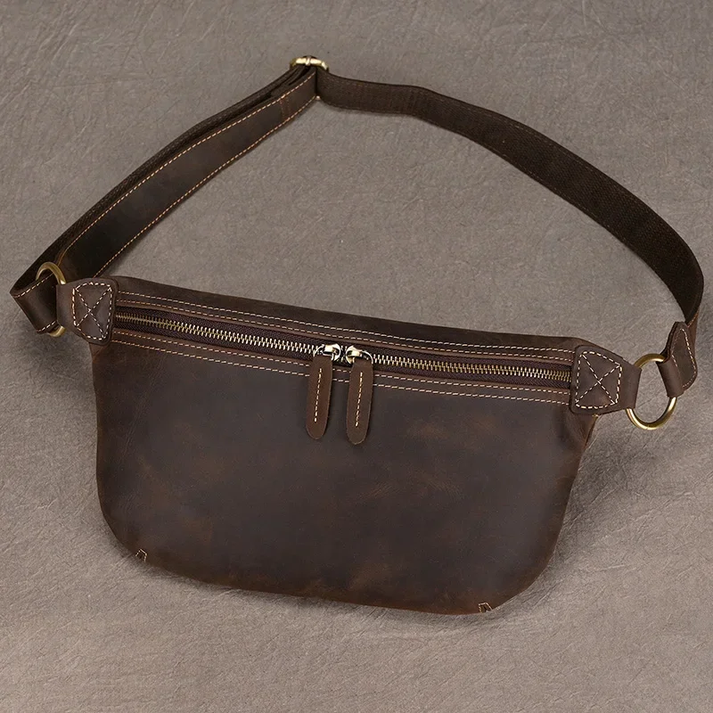 Leather Waist Bag Summer Outdoor Walking Bag