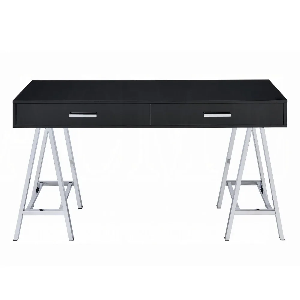 Computer Sit Stand Up Desk, Modern Look While Providing Reliable Stability ,Chrome 2-Drawer Writing Deskit Offers 4
