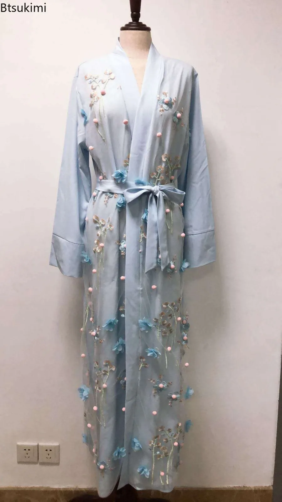 Ramadan Eid Women Muslim Flower Cardigan Embroidery Long Dress Abayas Islam Clothing Robe Arab Turkey Kaftan Vistidos Musulmana