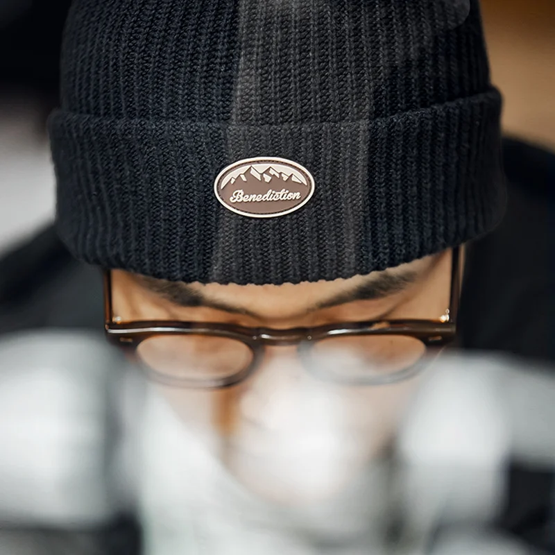 Maden Winter Knitted Wool Caps Men's Vintage All-match Melon Skin