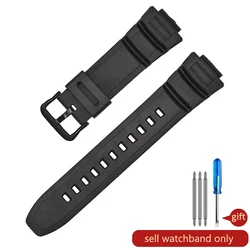 Enhanced Casio Rubber Waterproof Resin Watch Strap, 16mm Convex Interface Accessories for 16mm (Black-Black-K5)