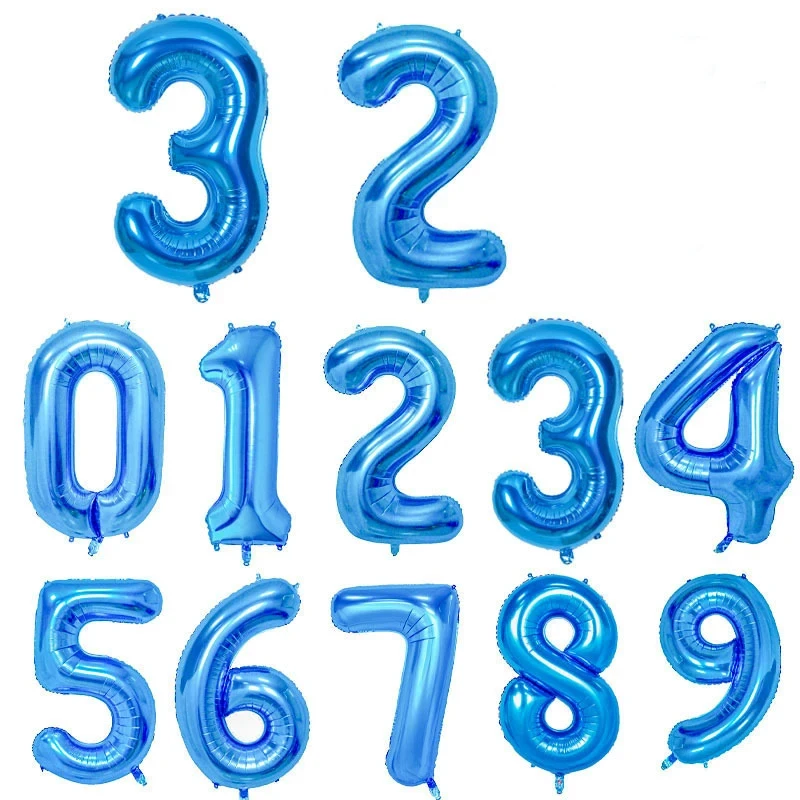 32 Inch Blue Numbers 0-9 Aluminum Film Balloon Birthday Party Anniversary Photo Scene Decoration Balloon