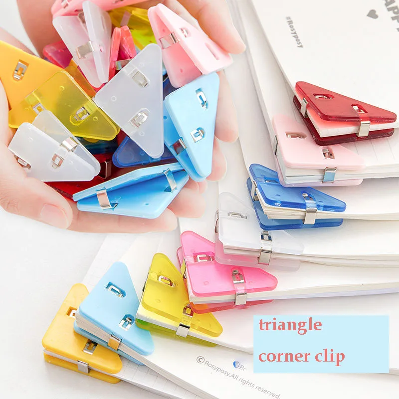 

Simple Acrylic Corner Clip Triangle Folder Stationery Clip Fixed Clip Test Paper Clip Anti-Warping Beautiful Simple Book Clip