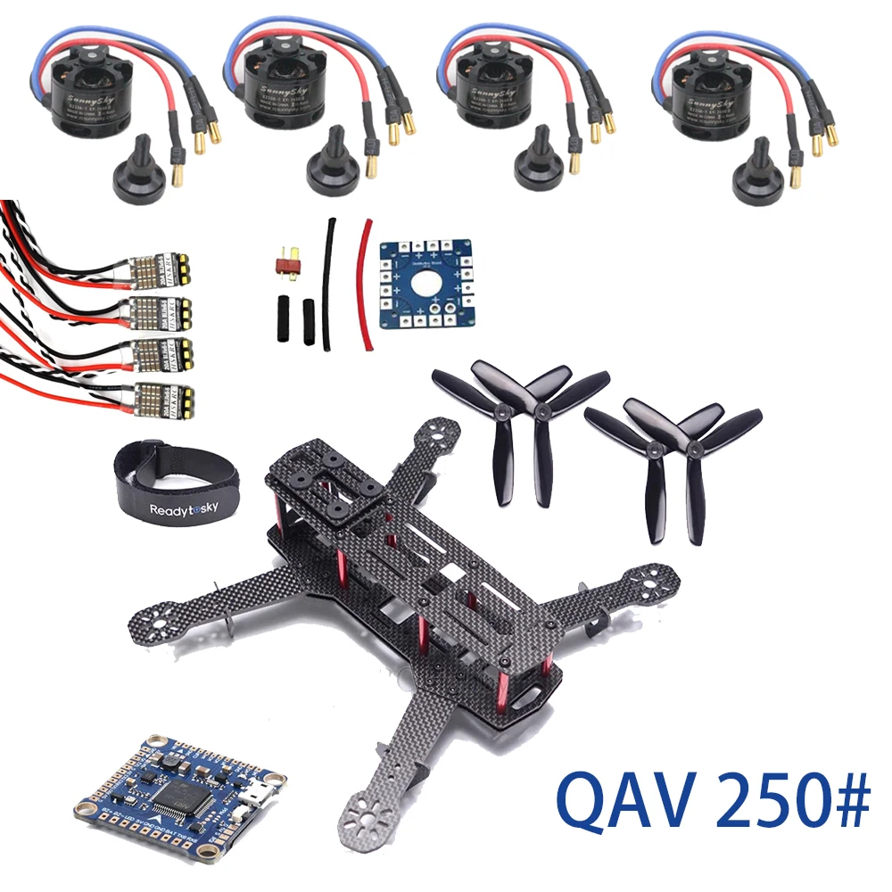 

Комплект рамок ZMR250 250 F4 V3S Контроллер полета 2208 2600KV двигатель 20A BLHeli ESC для QAV250 RC Plane