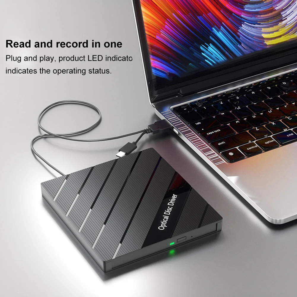 USB 3.0 Type C External Blu-ray Optical Drive CD/DVD/VCD -/+RW Player with SD/TF Card Ports Blu Ray Burner Reader for PC Laptop, external blu ray drive