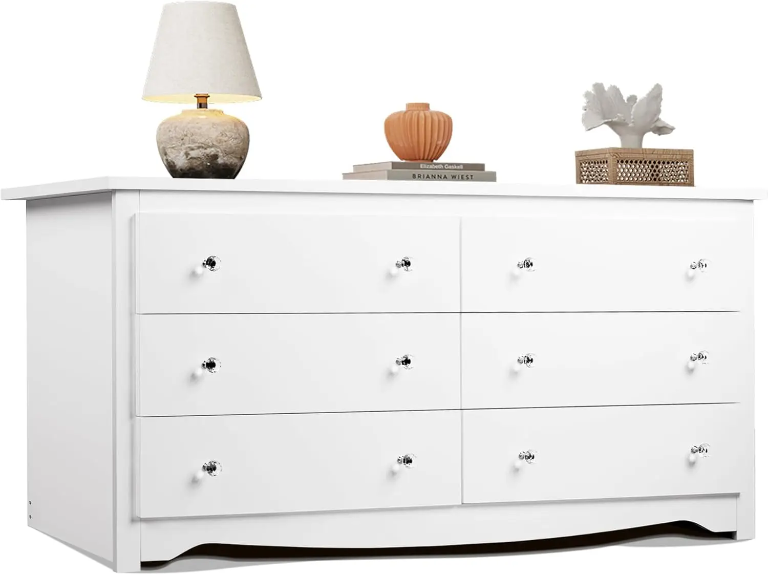 Wood White Dresser with 6 Drawer 1