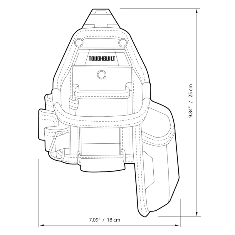 TOUGHBUILT TB-CT-25X 줄자/다용도 칼 파우치 + 노트북 연필 lipTech 수공구 보관 허리 가방