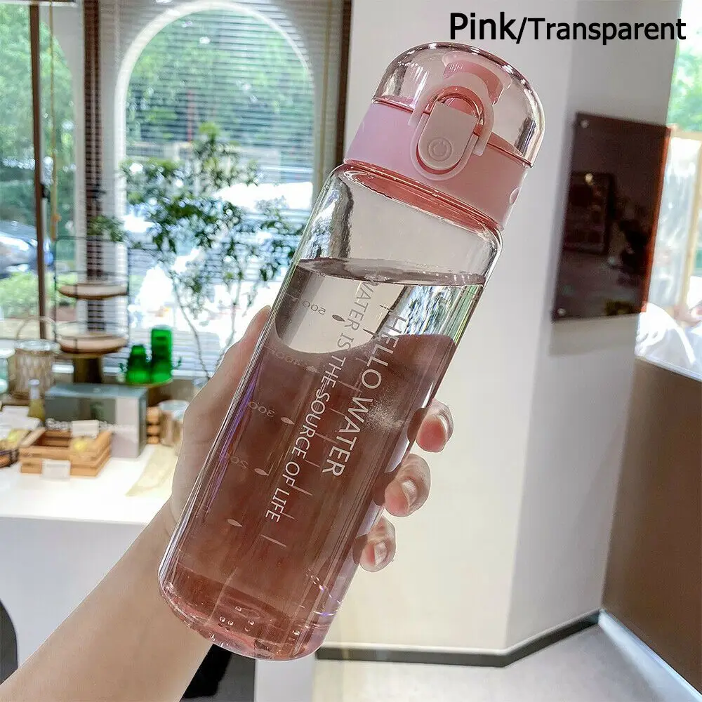 Garrafa de água transparente esportiva 780ml portátil ginásio viagem transparente garrafa à prova de vazamento garrafa fosca