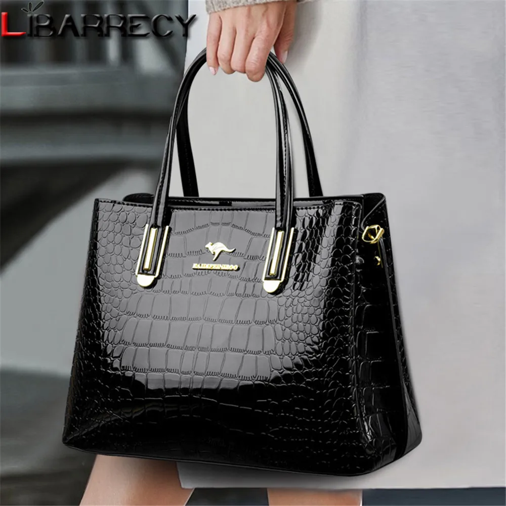 

Luxury Crocodile Pattern Handbag Women Large Capacity Shoulder Bag PU Leather Top-handle Bag Ladies Brand Crossbody Bag Tote Sac