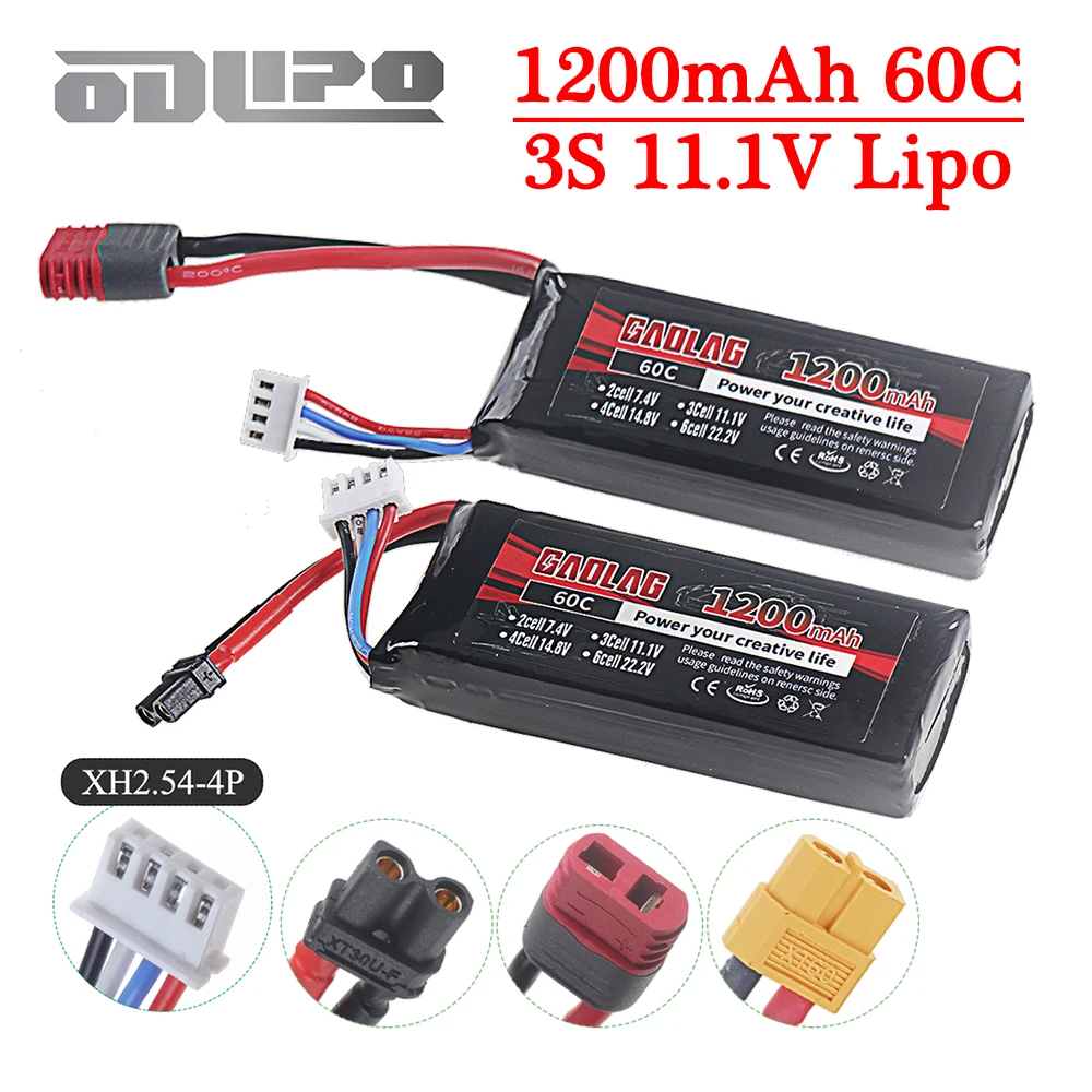 Batterie LiPo 3S 11.1V 1200mAh 60C RC pour Voiture Avion Drone