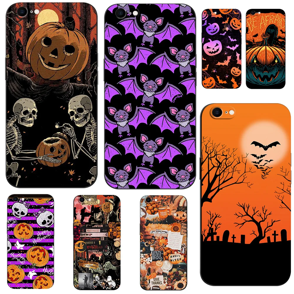Per Iphone 5 S 5 S Se 2016 4.0 "Custodia Per Telefono Su Apple Iphone 6 S 6 S Plus Funda Bumper Custodia In Tpu Nero Zucca Pipistrello Di Halloween