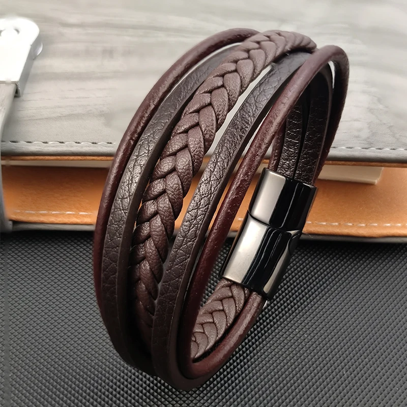 Bracelet Jewelry Leather Bracelets Shell Charm Bracelets MingAo Punk Men's Leather Bracelet