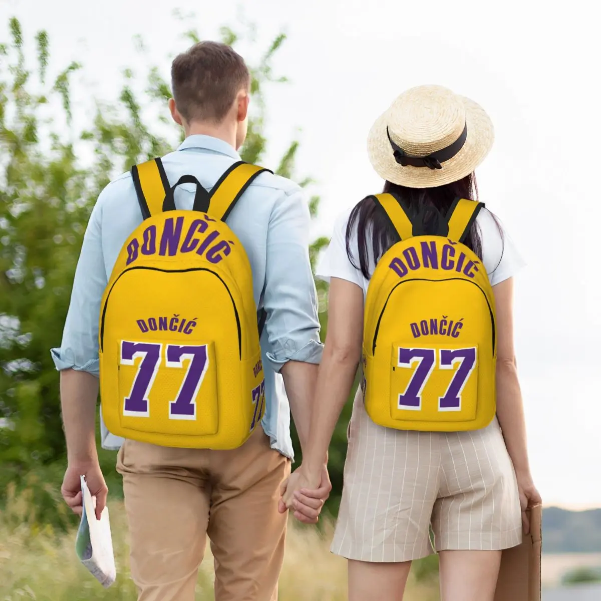 Fashionable and versatile L-Luka Magic Num 77 Laker backpack, suitable for both men and women, showcasing individual charm. 6