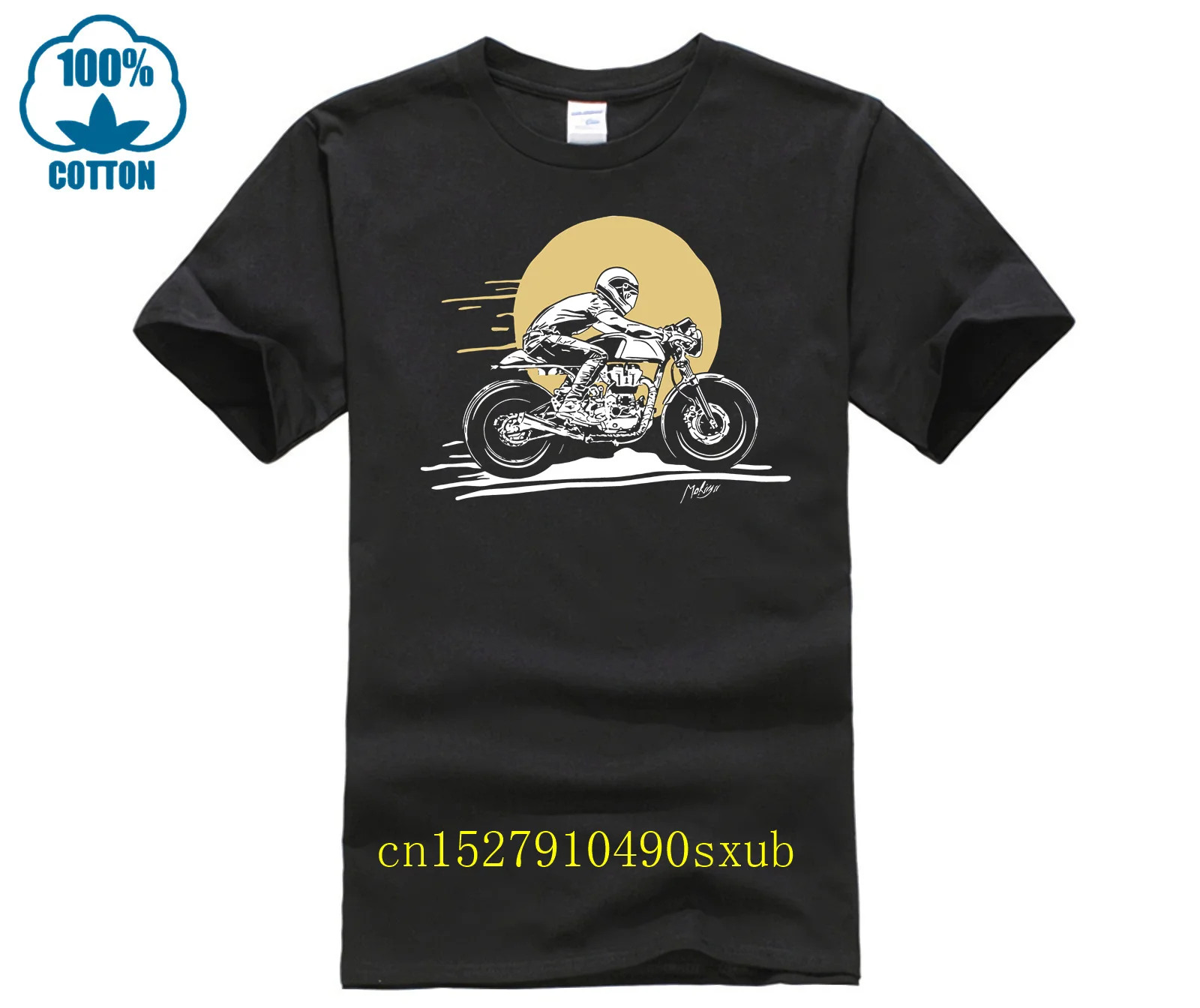 Maglietta Motorrad Herren Schwarz Druck Enfield Cafe Racer Gt Royal Continental T-Shirt Uomo