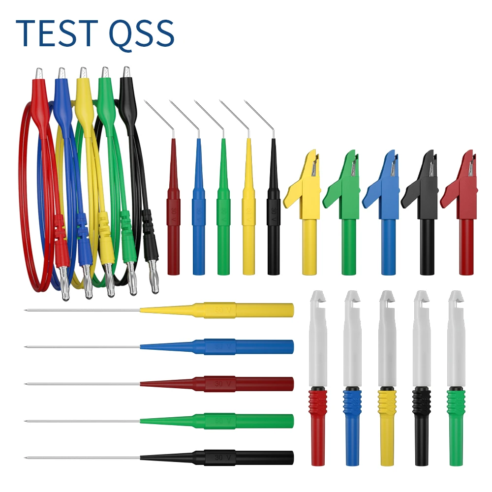 QSS Digital Multimeter Test Lead Kit Alligator Clip to 4MM Banana Plug