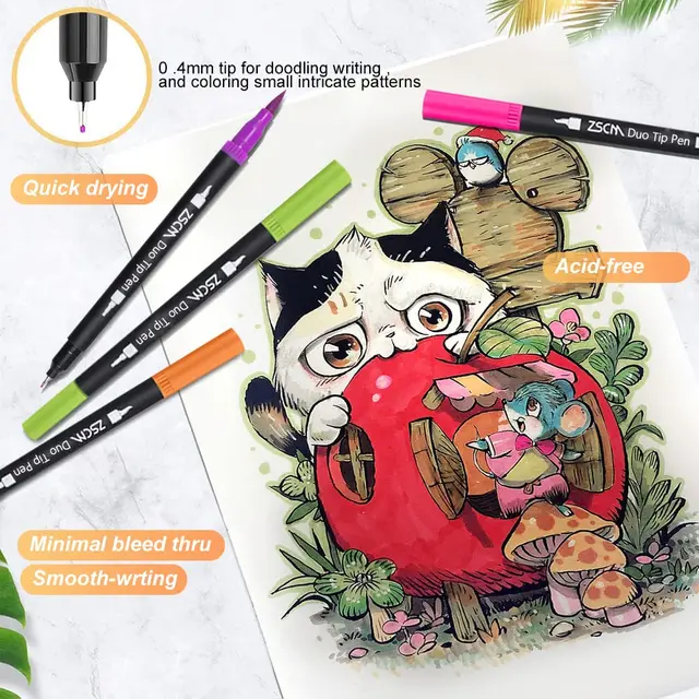 sunacme Art Supplier Dual Brush Markers Pen 110 Artist Coloring