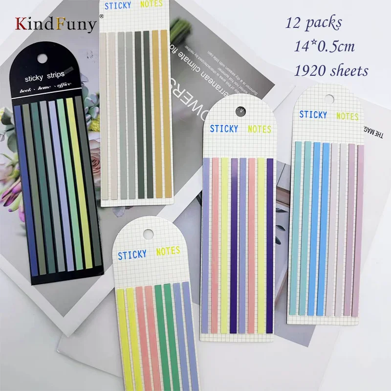 KindFuny 12Packs Transparent Sticky Notes BookMarkers Annotation Reading Book Clear Tab Kawaii Cute Stationery