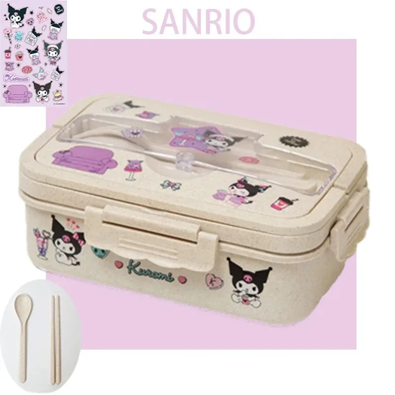 صندوق غداء MINISO Kuromi Cinnamoroll My Melody Student Compartmentalized صديق للبيئة بينتو صندوق أدوات المائدة حاوية تخزين المواد الغذائية