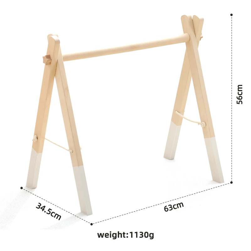 Baby Wooden Gym Play Toys Mobile Kids Fitness Hanging Stand Toy Foldable Baby Exercise Equipment Newborn Sensory Exercise Gifts 6