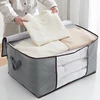 Foldable Storage Bag Clothes Organizer Waterproof Oxford Clear Window Clothing Wardrobe Organizer Home Non Woven Storage Box 2