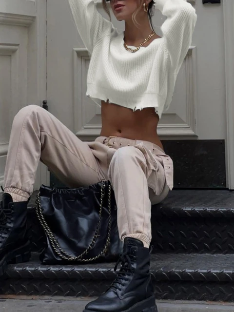 Pantalones de cintura alta para mujer, Tops holgados de talla grande con  lazo de Color sólido, Tops de oficina, moda 2020 - AliExpress