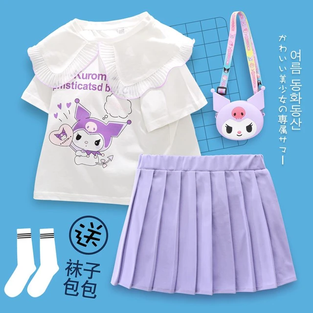 Sanrio Cinnamoroll Kittys terno esportivo infantil, roupas de verão, anime  kawaii, algodão confortável, manga curta para meninas, minha melodia,  casual - AliExpress