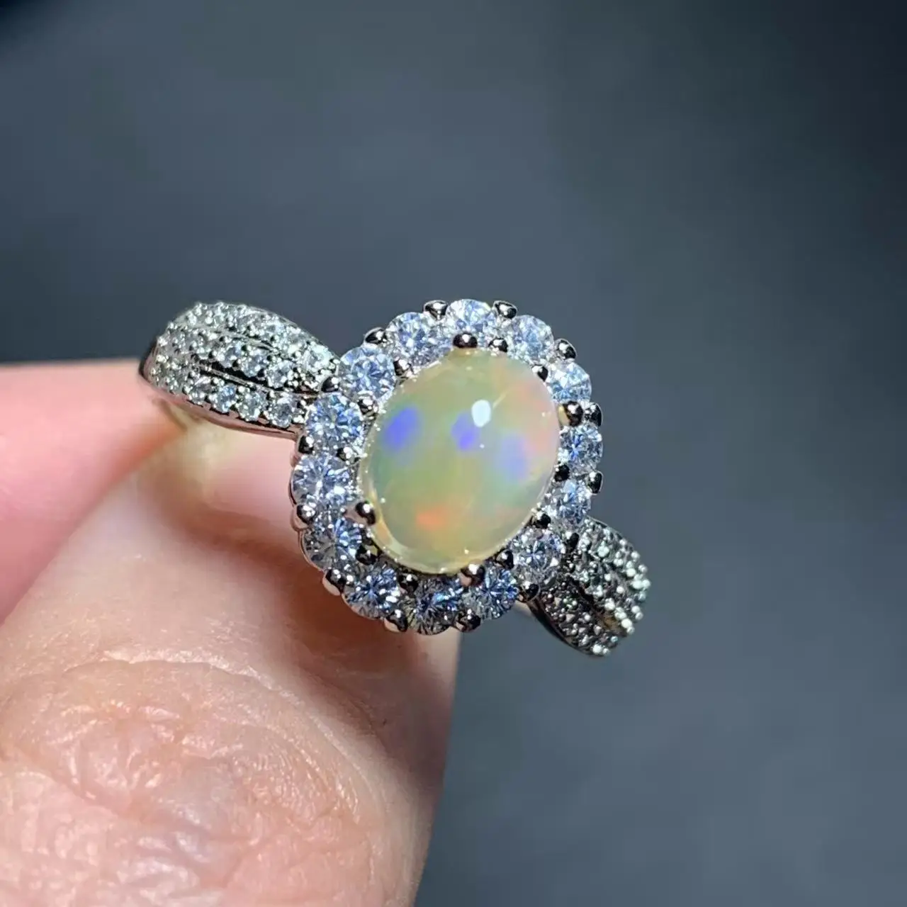 Authentic BIG Natural Opal Ring Adjustable Female Ring Jewelry for Women Gift Wholesale High Quality Vintage Fine