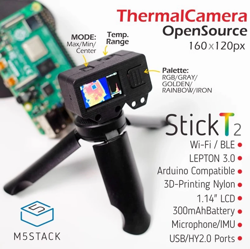 M5Stack StickT2 termocamera a infrarossi a 6 assi IMU tipo senza contatto FLIR Lepton3.0