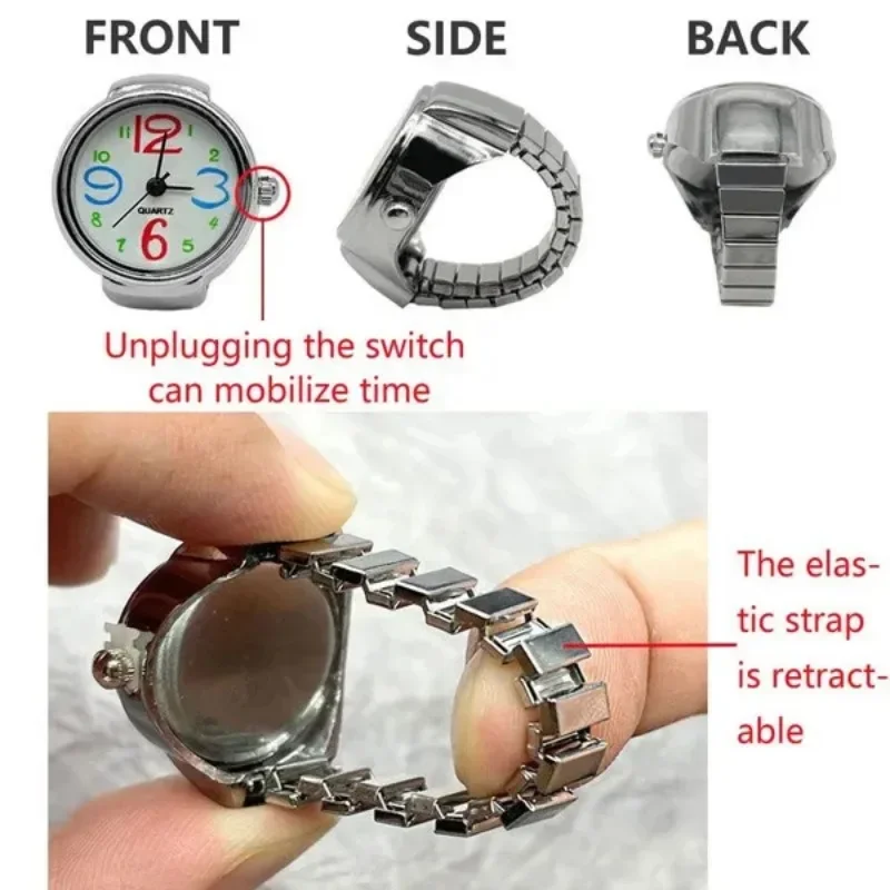 1 Pc Women Men Fashion Mini Ring Watch Vintage Personalized Quartz Finger Watch Rings Jewelry Gifts Accessories Finger Watch Ring Jewelry Accessories