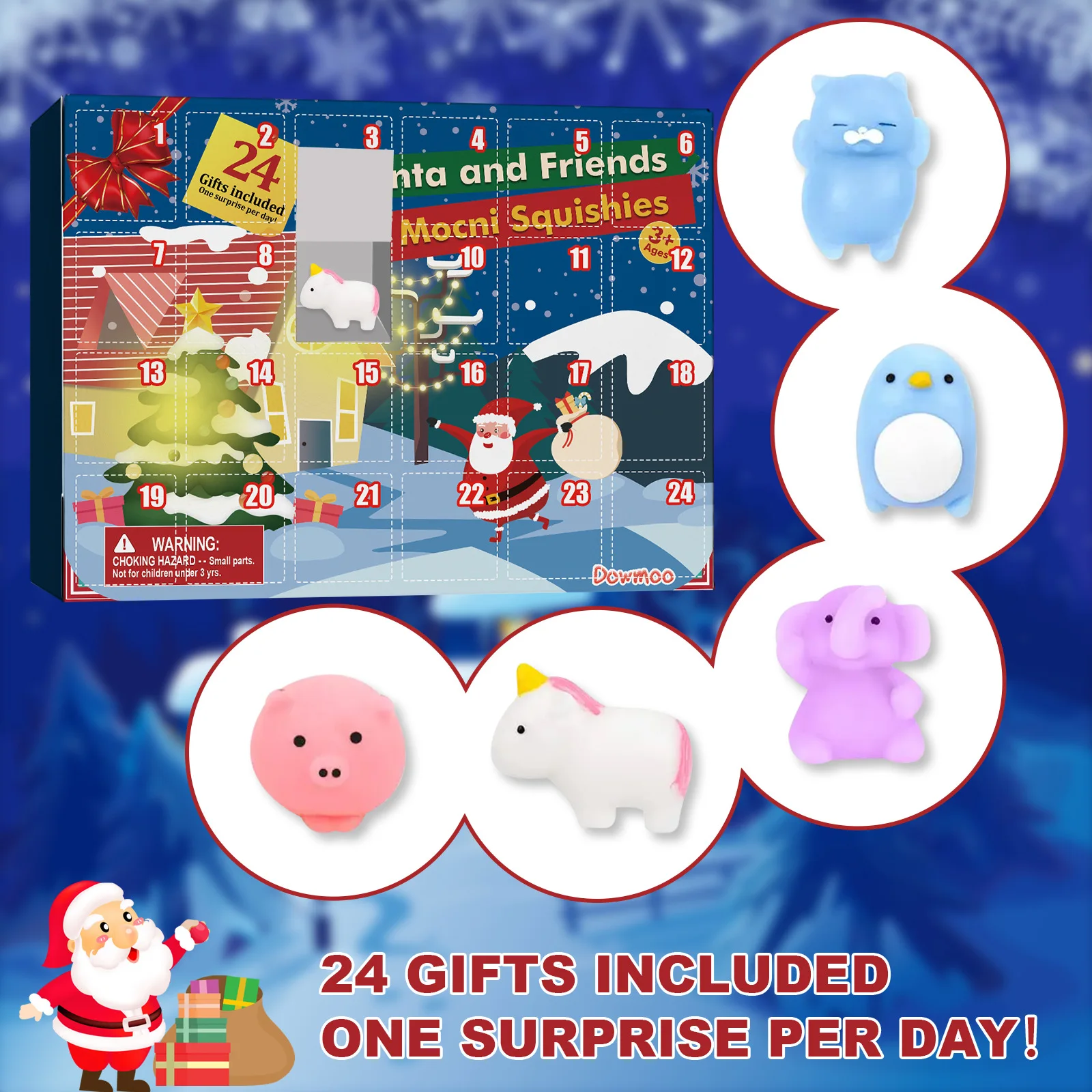 Christmas Advent Calendar Christmas Advent Calendar 24 Days Countdown Surprise Blind Box Squishy Cute Animals Decompression Toys For Kids Adult Gifts