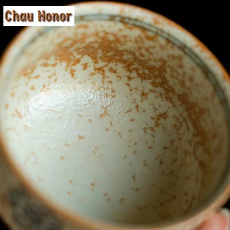 100ml Gold Drawing Embroidered Ball Flower Teacup Blue And White Flint Red Master Cup Personal Puer Tea Bowl Meditation Cup Gift