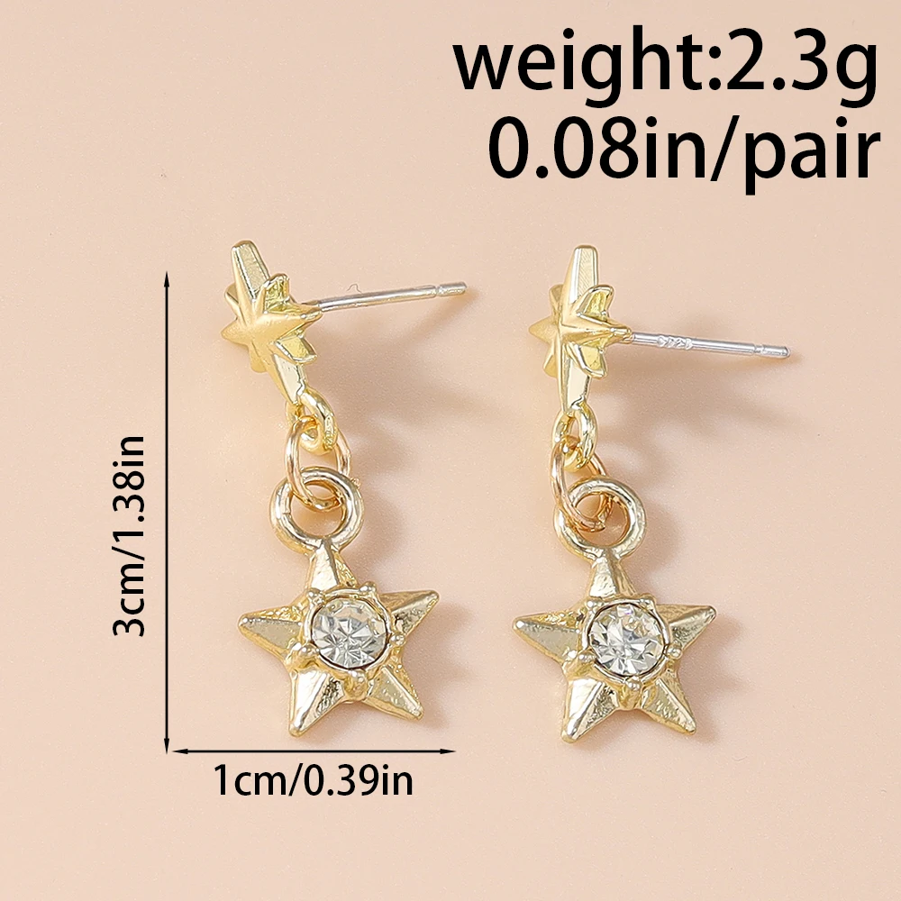 Aihua Modische Koreanische Goldfarben Stern-Ohrstecker für Frauen Schneeflocken-Mond-Ohrhänger Mädchen Party Festival Schmuck Geschenke – Detail 15