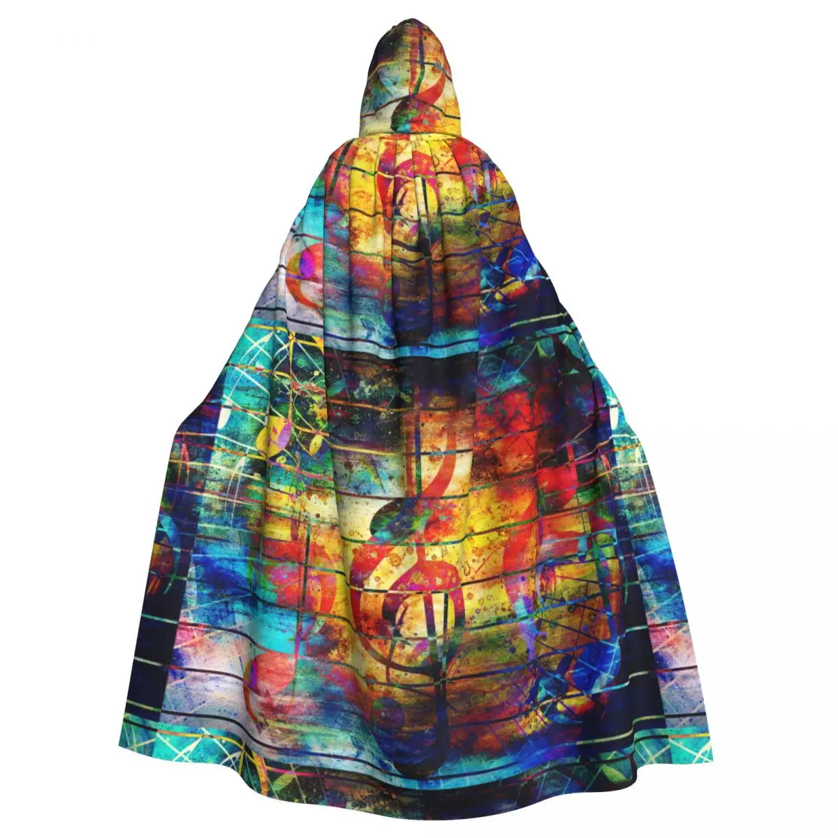

Hooded Cloak Unisex Cloak with Hood Abstract Colorful Music Notes And Violin Clef Cloak Vampire Witch Cape Cosplay Costume