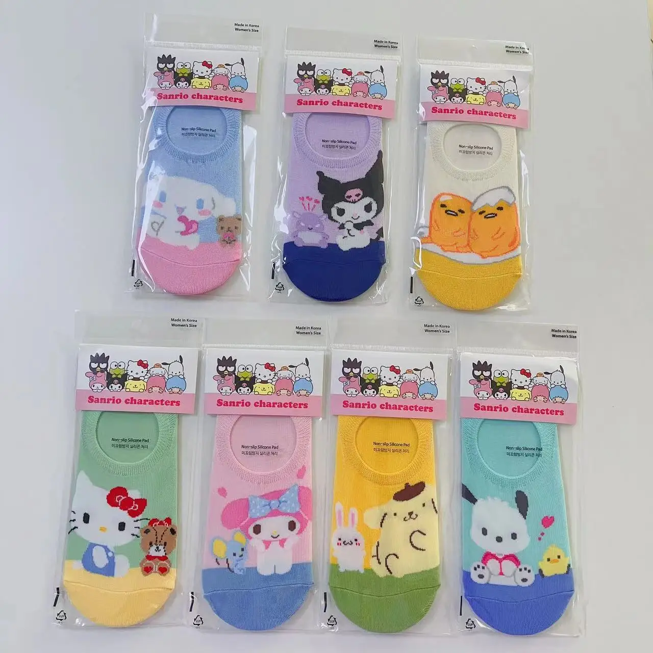 

Student Kawaii Sanrio Print Short Socks Anime Hello Kittys Kuromi Cinnamoroll Melody Womens Ankle Cartoon Cotton Stockings Gift