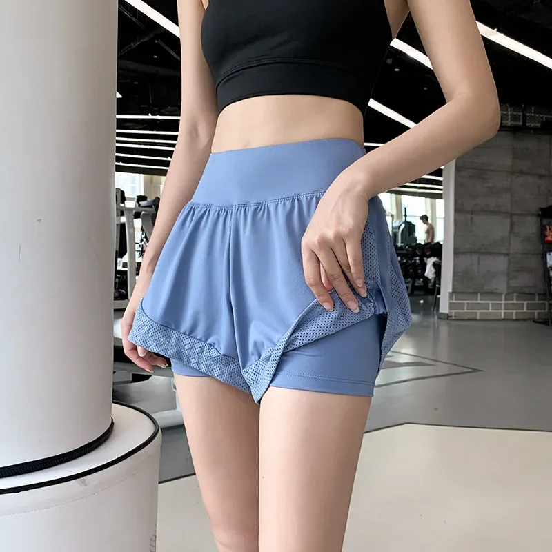 Summer Women's Anti-Exposure Two-Piece Illusion Loose-Fit High-Waisted Quick-Dry Thin Breathable Yoga Running Fitness Pants