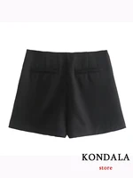 KONDALA Women Fashion 2025 Casual Mini Asymmetrical Skirts Shorts High Waist Back Pockets Wide Leg Skirts Zipper Female Shorts - Image 6