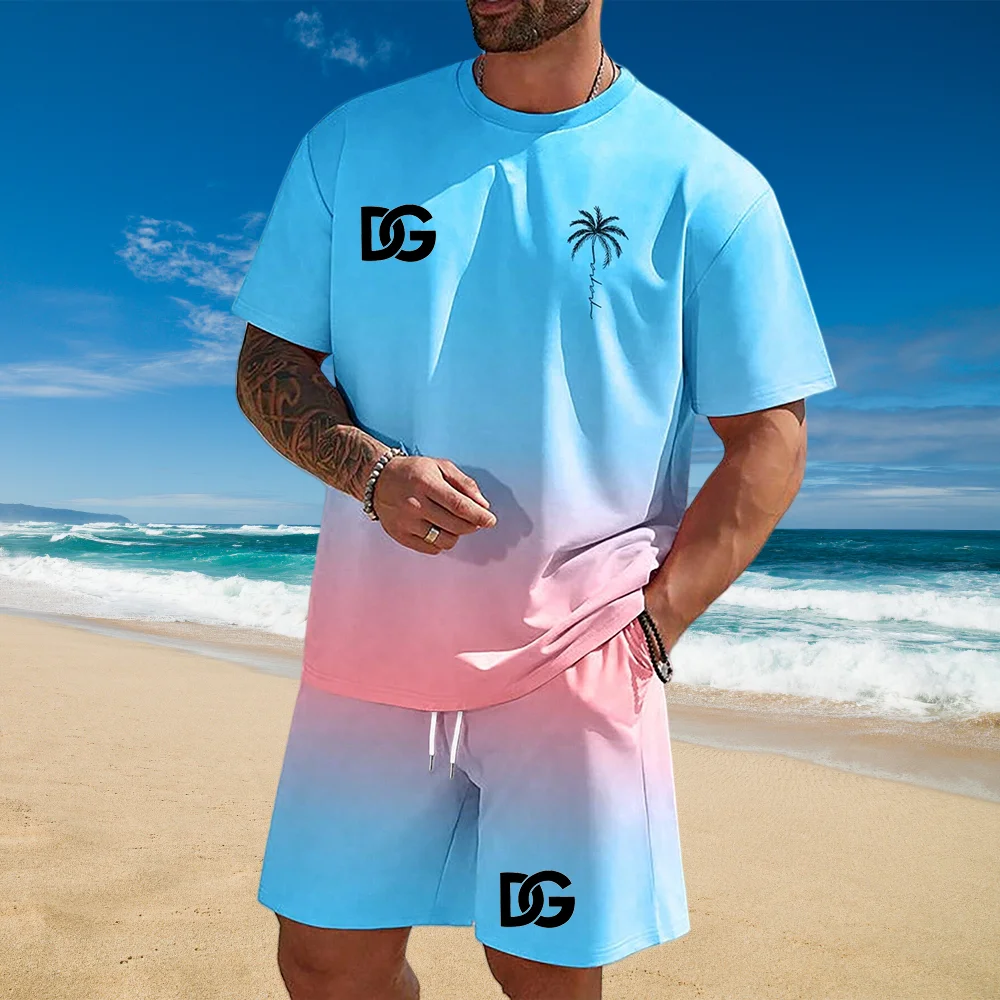 Men's New T-shirt Set Sports Quick-drying Short-sleeved Set Breathable Large-size Crew Neck New Fashion Clothes for Men